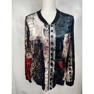 Simply Art by Dolcezza Jacket Womens Large Abstract Full Zip Art to Wear (C1)